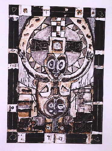 Two Figures - Painting by lez Niepo